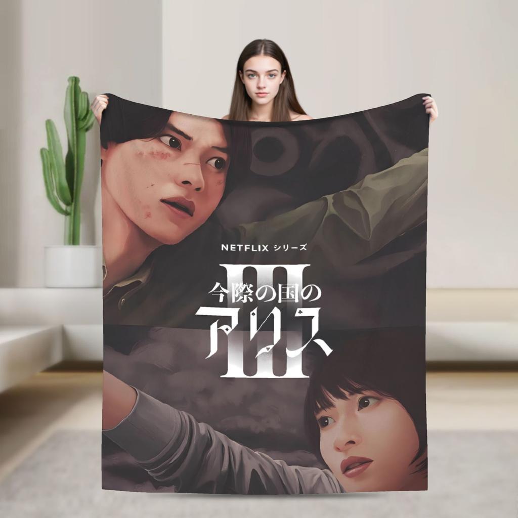 Soft Warm Blanket Travel Office Nijiro Murakami Alice In Borderland 3 Throw Blanket Flannel Bedspread For Bedroom Sofa Bed Cover