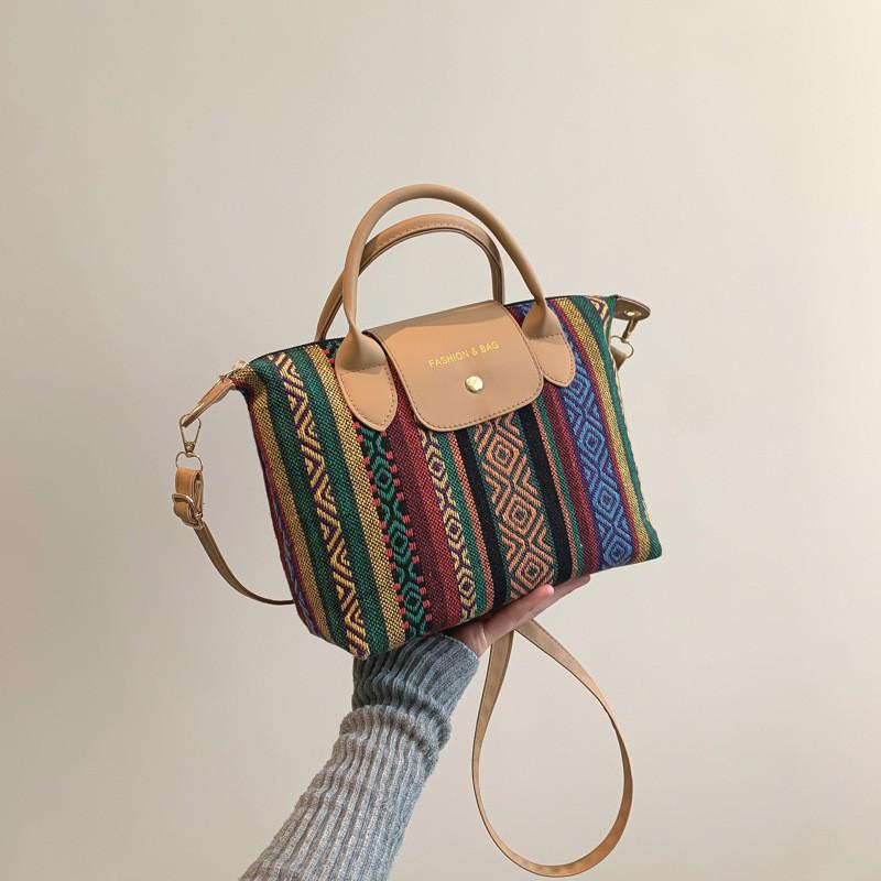 

Stylish Colorblocked Casual Tote Bag For Women With Large And Small Sizes In Gray Pink Blue And Brown Brown Small