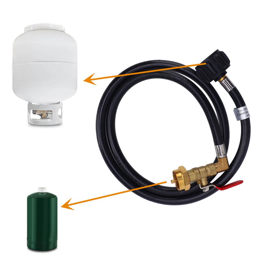 Gas Extension Refill Hose 350 PSI QCC1 Connector Flexible 4 Feet Gas Refill Adapter Hose Stable Connection for Outdoor Cooking