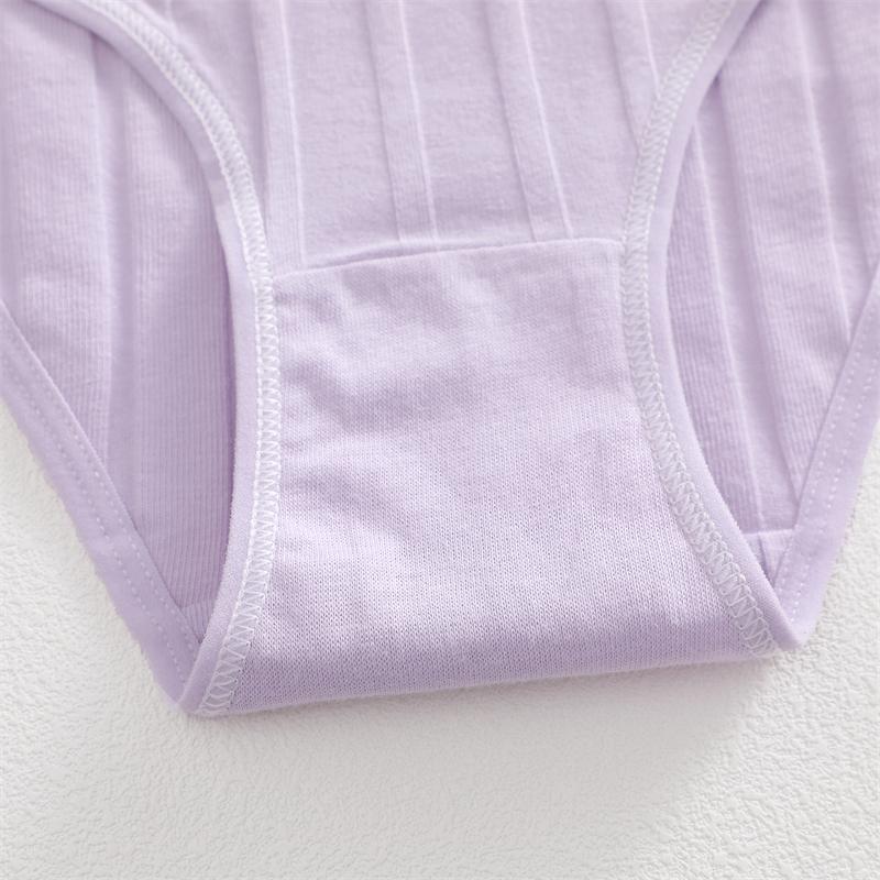 FINETOO 3Pcs/Set Cotton Striped Stretchy Underwear Women's Low Waist Panties Sexy Elastic Wide Belt Solid Color Briefs Comfort Lingerie