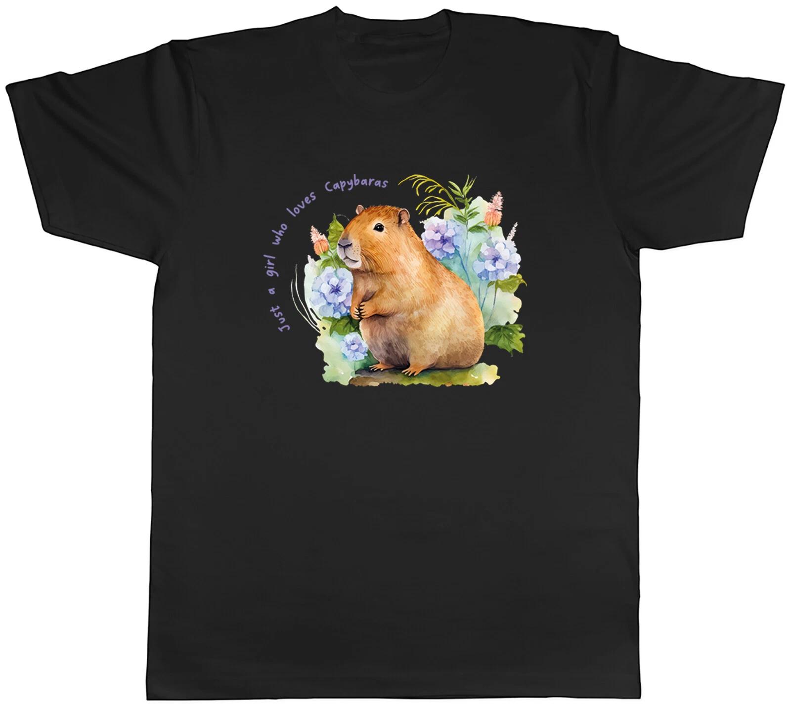 Just a Girl Who loves Capybaras Mens T-Shirt Cute Animal Unisex Tee Gift L