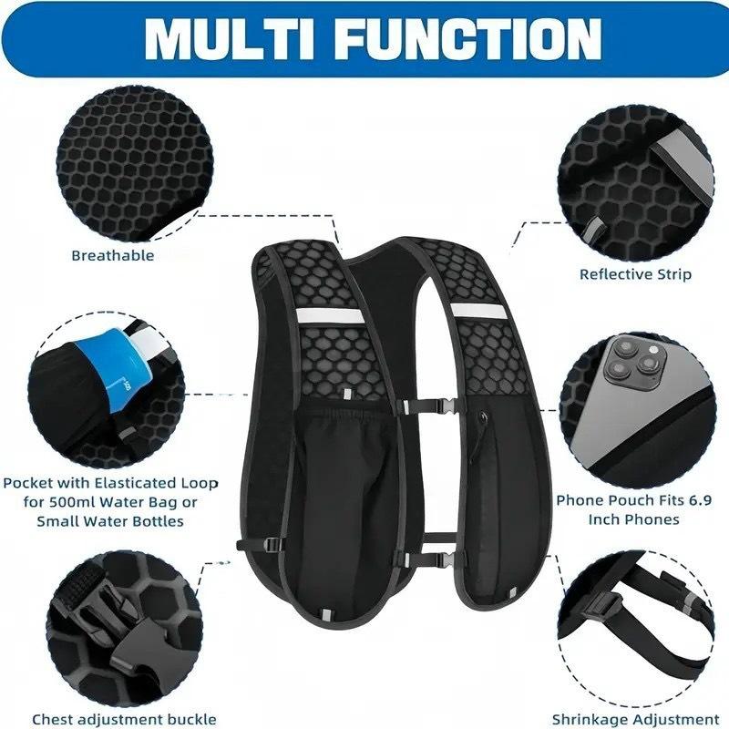 Running Water Bottle Storage Vest Lightweight Running Vest Reflective Hydration Water Chest Pack With Phone Holder