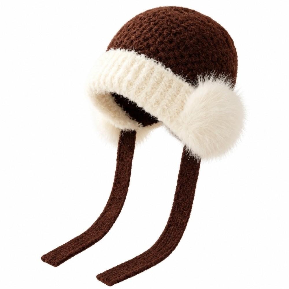 Solid Color Plush Earflap Cap Premium Plush Fluffy Warm Hat Winter Knit Hat  Chilly Days