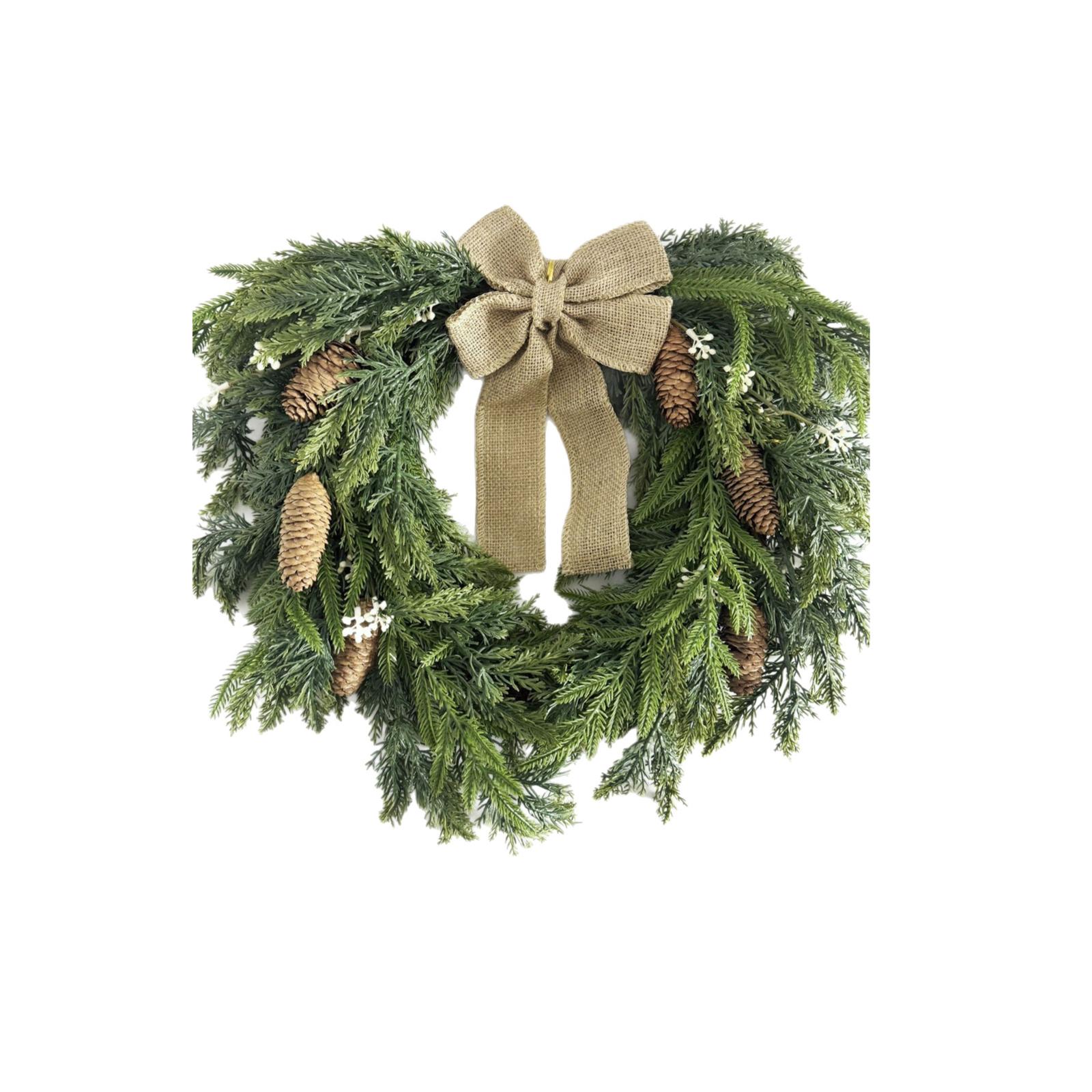 

Рождественский венок с колокольчиками, Материал на ощупь лен, Льняный бант, Натуральный материал, Украшение для дома One Size