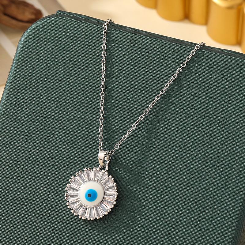 Beliebte Halskette mit blauem bösen Blick aus Titanstahl für Damen – Vielseitiger und personalisierter Schlüsselbeinkettenschmuck
