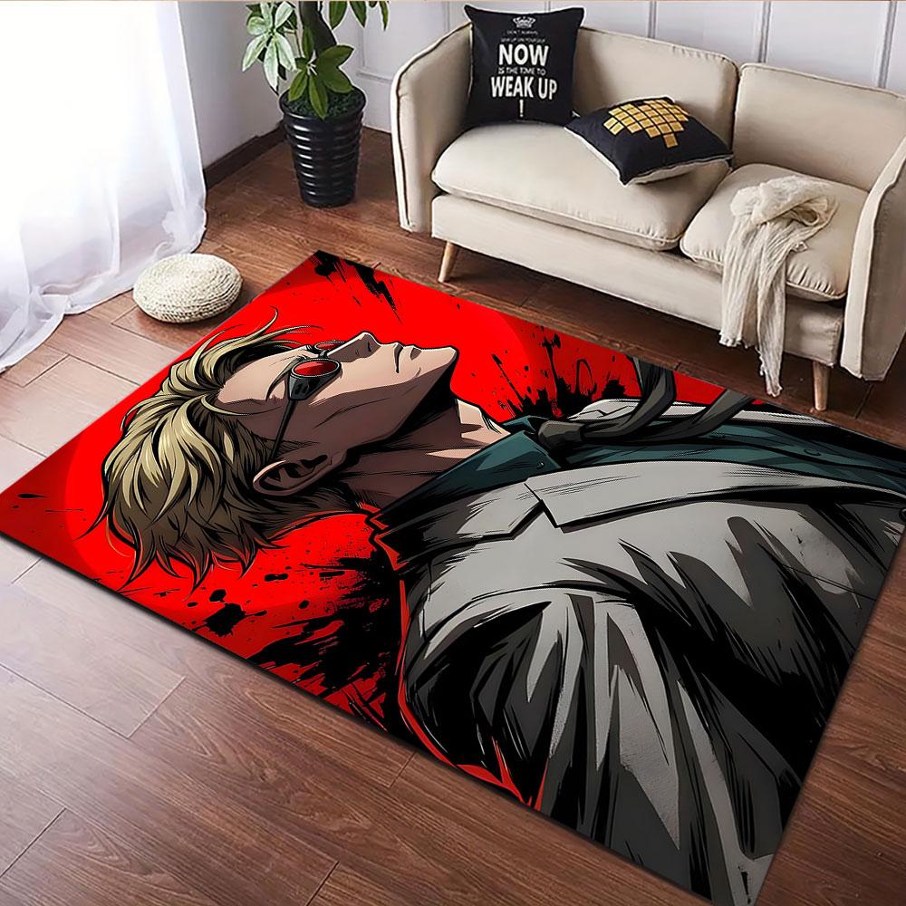 "Stylish Blonde Hero On Red Canvas" Patterned Carpet, Suitable As a Non Slip Play Mat for the Living Room and Bedroom Sofa