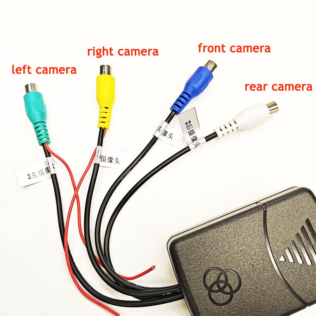 4cestný ovládací box pro autokameru 360° Panoramatický pohled Převodník zpětného obrazu Přední Zadní Levý Pravý Ovladač kamery pro mrtvý úhel auta