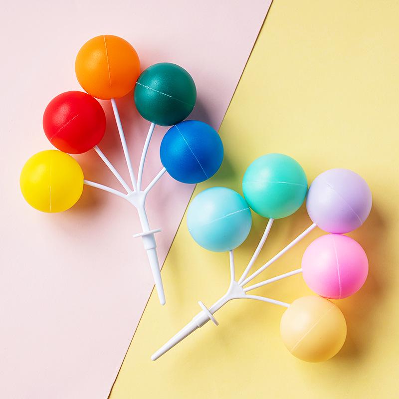 Colorful Retro Balloon Cake Toppers – Round Ball Dessert Decorations