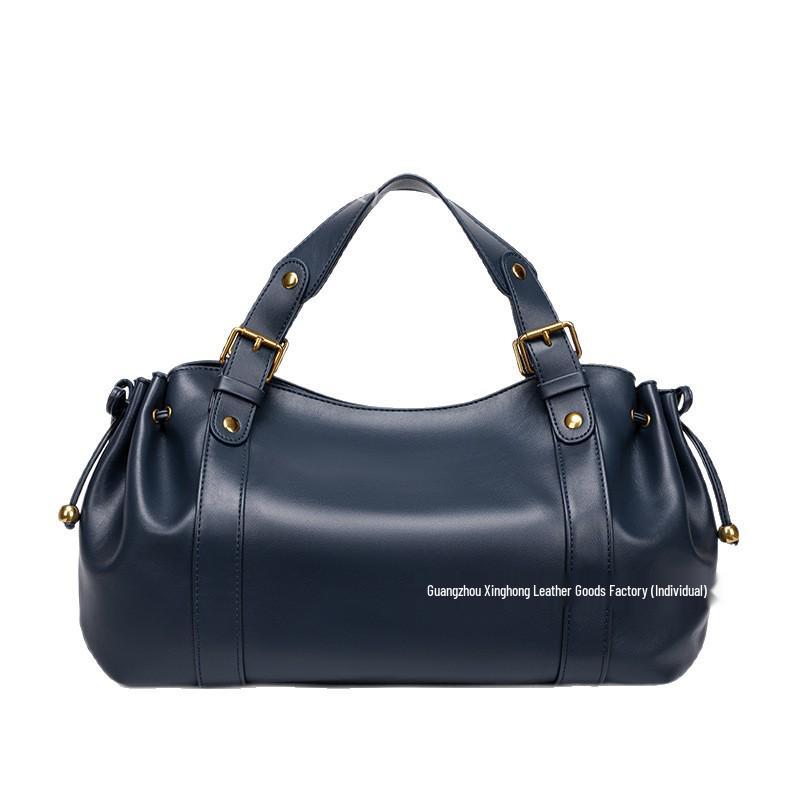 Bolso Tote Vintage de Cuero Suave con Pliegues para Mujer: Bolso Versátil Otoño/Invierno