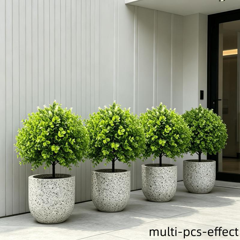 Artificial Green Plants Ground Stake Fake Greenery Plastic Shrubs Plants For Outdoor Garden Patio Yard Landscaping Decoration