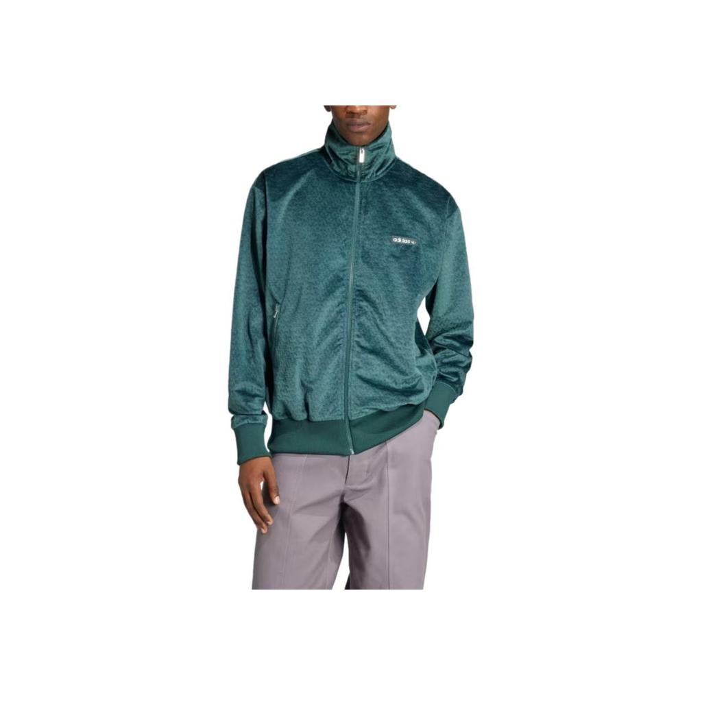 adidas Originály Monogram Track Top Pohodlná Teplá Stylová Ležérní Sportovní Bunda Pánské bundy Minerálně zelená IZ2546