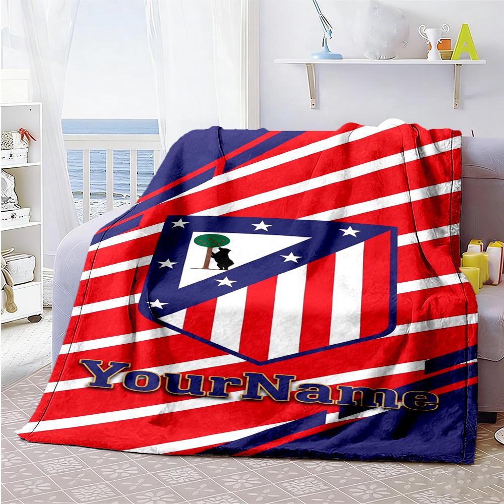 Atletico Madrid Personalized Name Blanket Lightweight Customizable Blanket Soft Warm Cozy Throw For Chair Living Room Sofa Livingroom for All Occasion