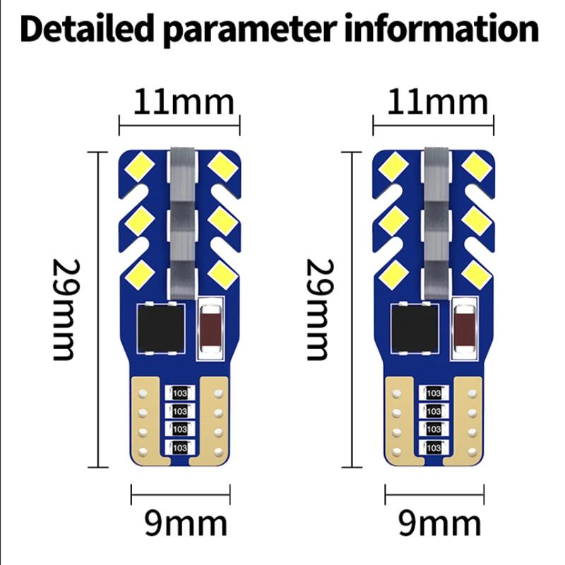 T10 Led Canbus W5W Led Bulbs WY5W 168 194 Error Free Car Interior Lights Dome License Plate Clearance Lamp 6000K White 12V