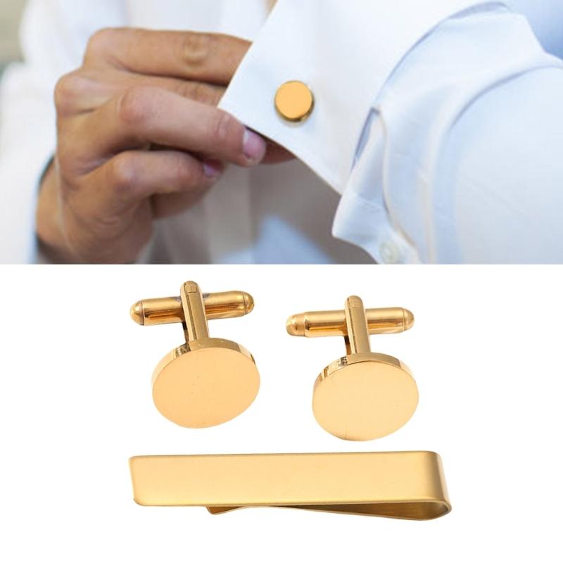 Stylish Men's Tie Clip and Cufflinks Set for Business Professional Craft of Stainless Steel With Elegant Designs