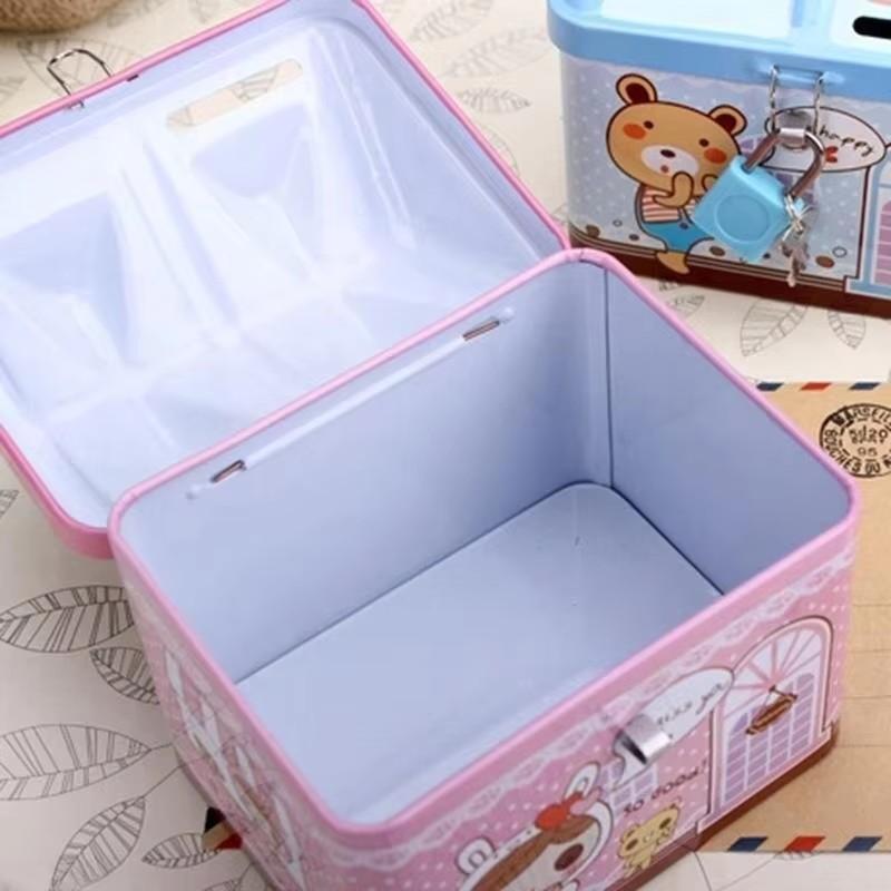 1Pc Cute Bear House Piggy Bank Box Mini Metal Bank Currency Coin Boxes For Children'S Savings Tank Birthday And Christmas Gifts