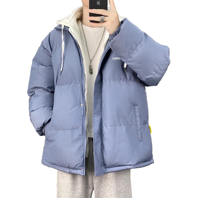 Fake Two-piece Padded Jacket Boys Brand Teen Splicing Flow Winter Thickened Padded Jacket Hooded Padded Jacket