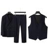 Men's Double-Breasted Striped Stretch Suit Set, Loose Fit, Plus Size for Big & Tall, Perfect for Weddings.