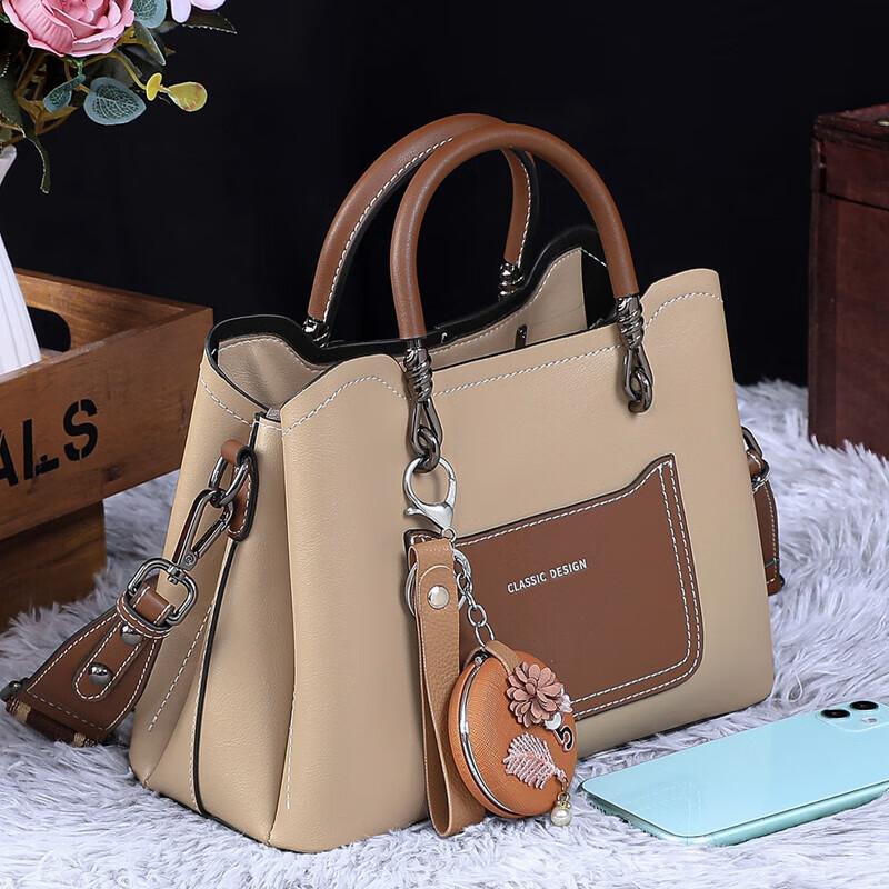 Love Sea Cowhide Leather Handbag, Casual Shoulder Bag, Crossbody Bag
