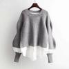 2025 European Autumn/Winter Patchwork Sweater: Chic Two-Piece Style Women's Knitwear