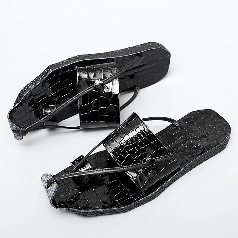 Summer Men Sandals Gladiators Crocodile Pattern Genuine Leather Casual Shoes Beach Sandals Outdoor Slippers Shoes for Men