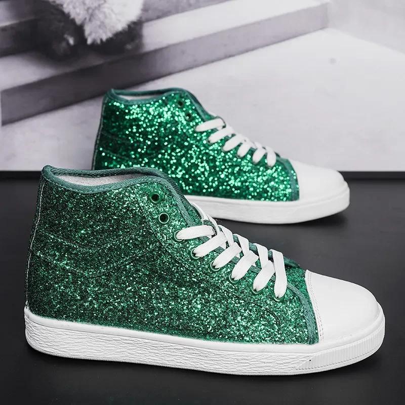 Lightweight Women's Vulcanized Shoes Fashion Glitter Sneakers Woman Size 41 Luxury Red Designer Shoes Women High top Sneakers