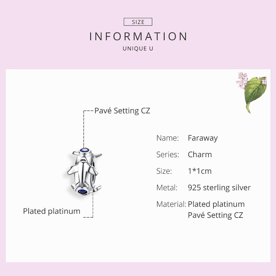 Bamoer Jet Plane Distanční zarážka se silikonem 925 Sterling Silver Travel Journey Charm pro ženy