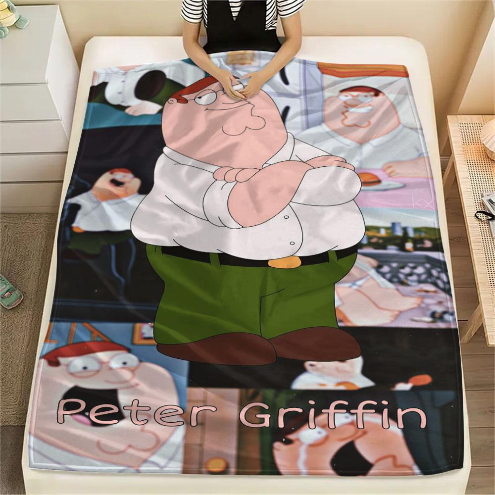Peter Griffin Printed Flannel Blanket, soft throw for bedroom sofa, washable, fan merchandise, great gift.