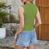 Women's Cropped Sweater Vest V Neck Button Down Crop Top Summer Casual Knit Sleeveless Cardigan for Teens Girls