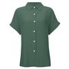 Women’s Summer Short Sleeve Button Down Lapel Collar Casual Shirt with Pocket Loose Fit Lightweight Top for Daily Wear