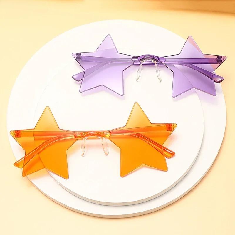 Star Shape Sun Eyeglasses Ultra Light Funny Pentagram Candy Colors Eyewear Decoration Party Rimless Sunglasses UV400 Gafas De Sol