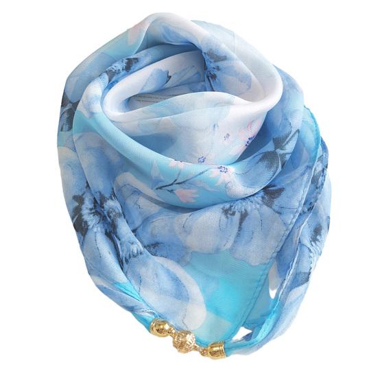 Bufanda de Mujer Patrón de Planta y Flor Hebilla Metálica Magnética Textura Suave Bufanda Protección Solar y del Viento Pañuelo para la Cabeza Accesorios de Playa y Viaje