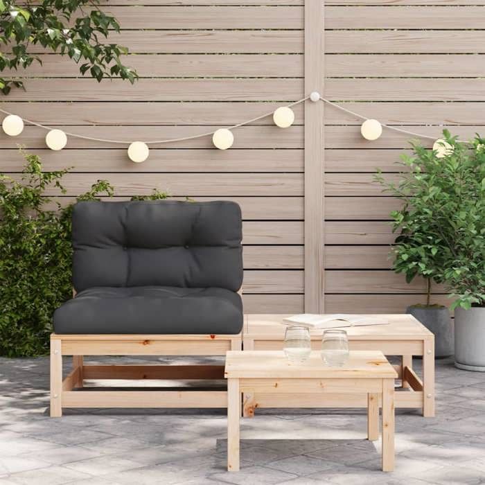 VidaXL Garden Sofa Without Armrests with Cushions and Footrest, Seat with Backrest, Patio Terrace Furniture 838133