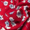 2025 Retro French Silk Satin Print Dress with Lace Collar & Short Sleeves