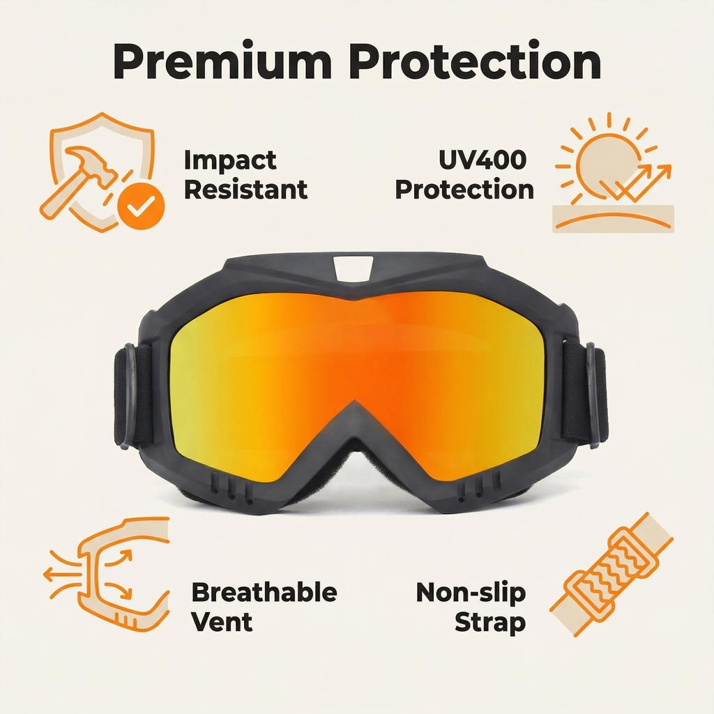Riding Motocross Dirtbike Goggles for Men Women Youth Dirt Bike Goggles Glasses UV400 Protection Dust-proof With Non-Slip Strap ATV Motorcycle Gear