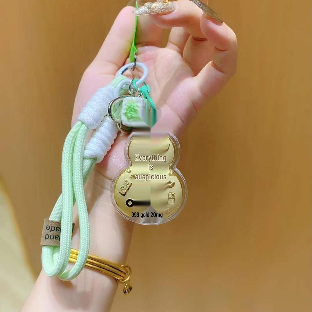 Shuibei 999 Feingold Kürbis Schlüsselanhänger und Handy-Anhänger