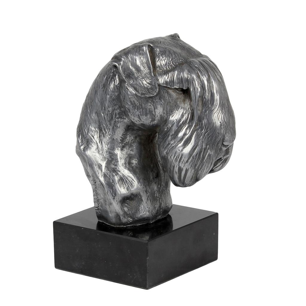 Schnauzer I - Figur auf Marmor, mit silbernem Metall überzogen, handgefertigt, Marke Art-Dog