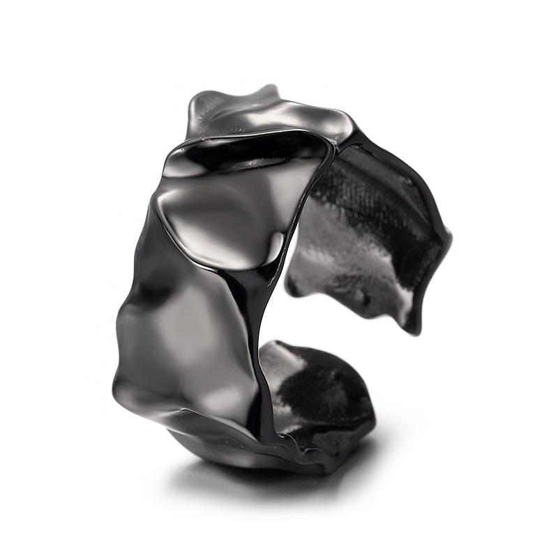 Rhombus Niche Design Sense Black Cold Wind Irregular Personality Fashion Texture Index Finger Ring Trendy Woman