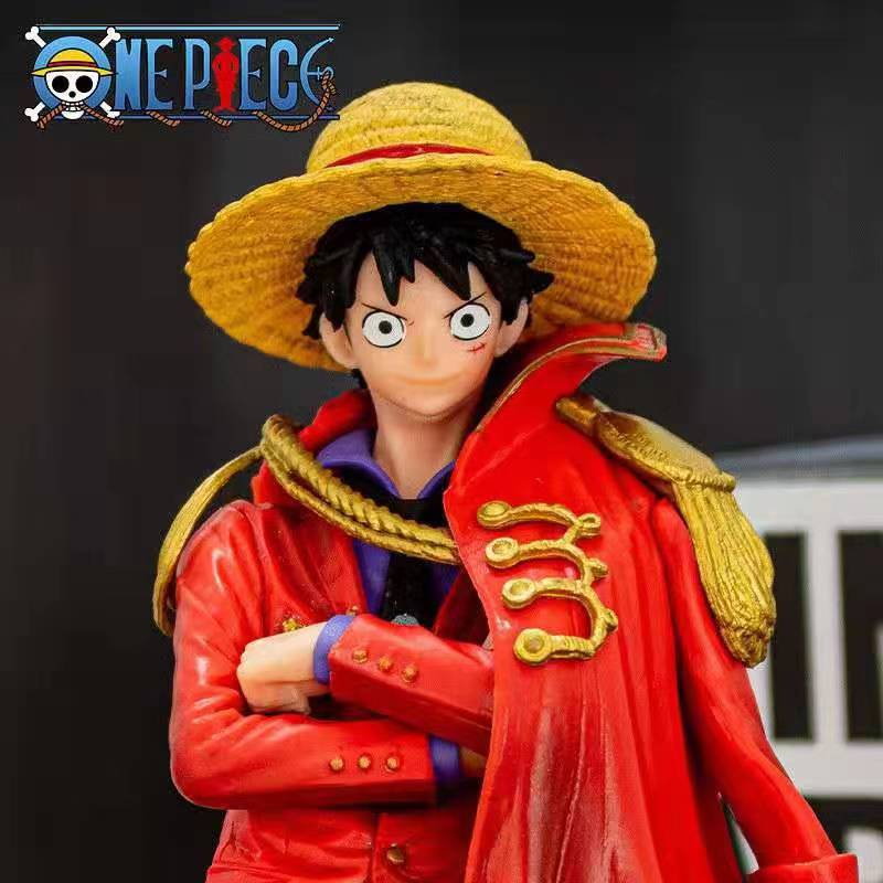 ONE PIECE Art 20th Anniversary Straw Hat Red Luffy Cloak Black Cloak Luffy Figure Model Nautical King Straw Hat Group
