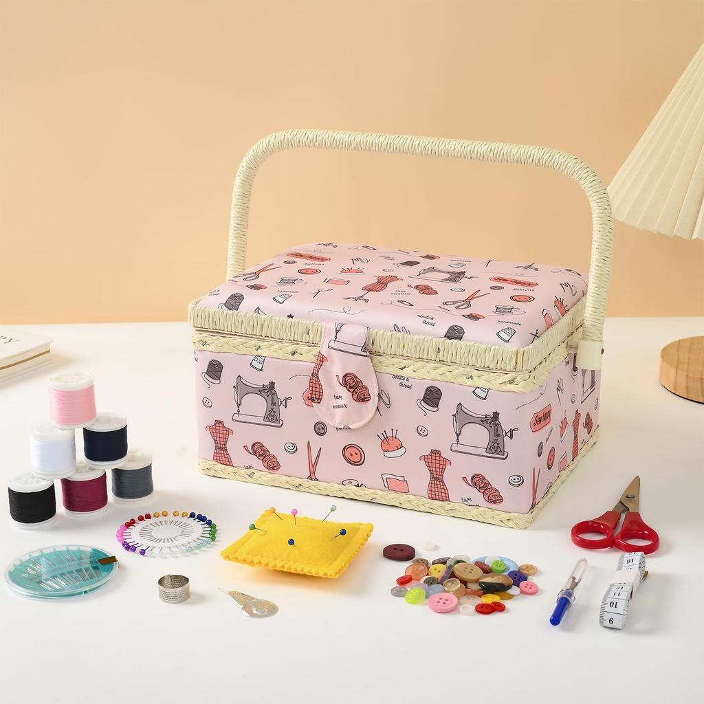 Sewing Large Storage for Sewing D&D Box, Capacity, Double-Layer Accessories, 2417.513cm (Pink)