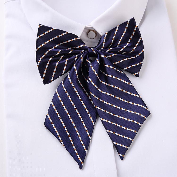 Professional Blended Fabric Neck Flower With Striped Pattern For Office Uniforms And Hospitality