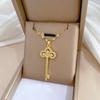 Crown Key Light Luxury Temperament Gorgeous Full Diamond Necklace Women'S Versatile Collarbone Chain Titanium Steel Chain