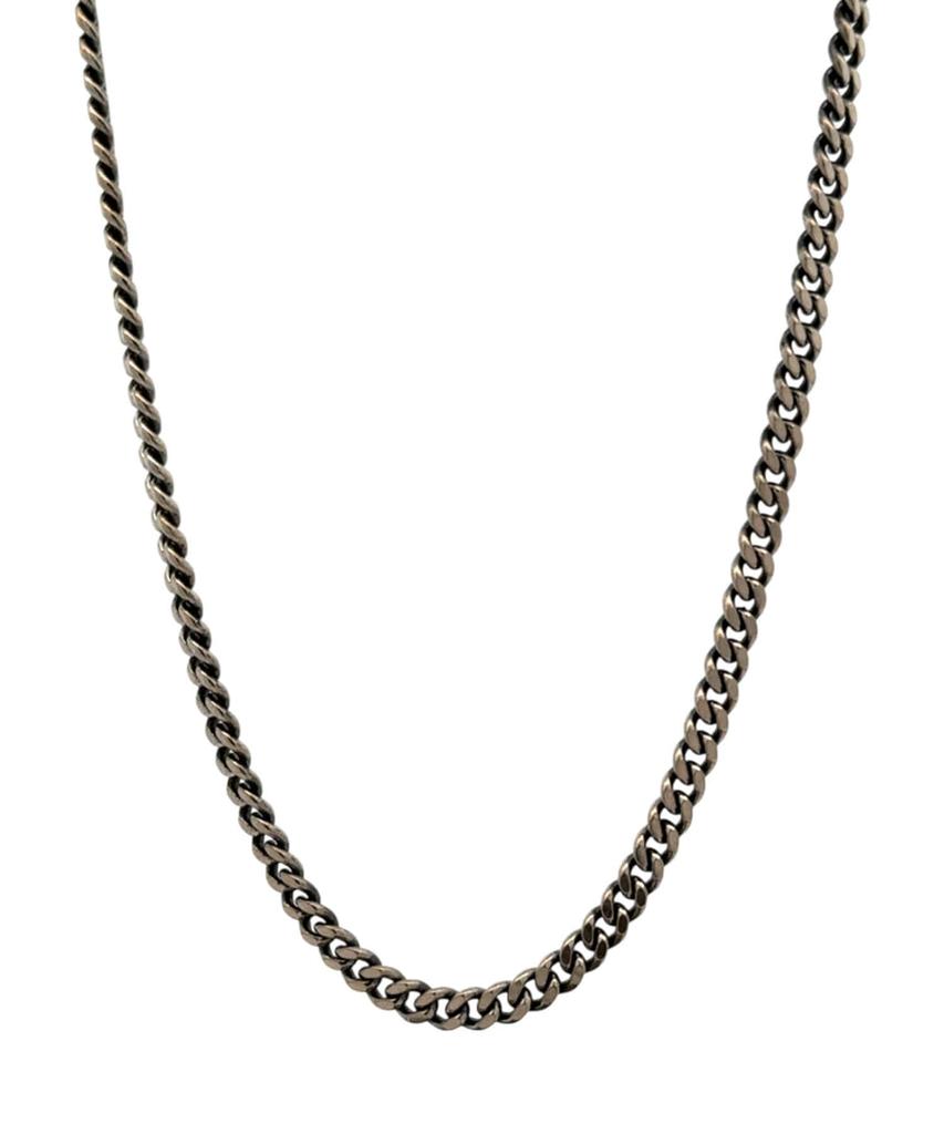 Alleun Silver 925 Oxidized Thick Curve Chain Long Choker Necklace