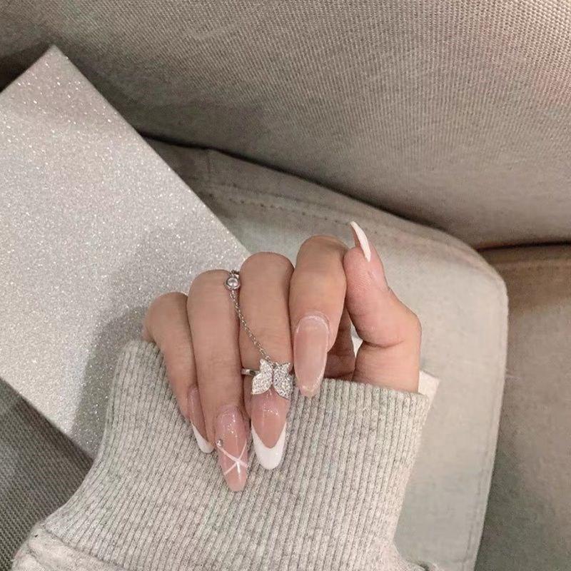 

Tassel Butterfly Chain Rings For Women Girls Shiny Zircon Multi-Layer Open Rings Set Punk Jewelry