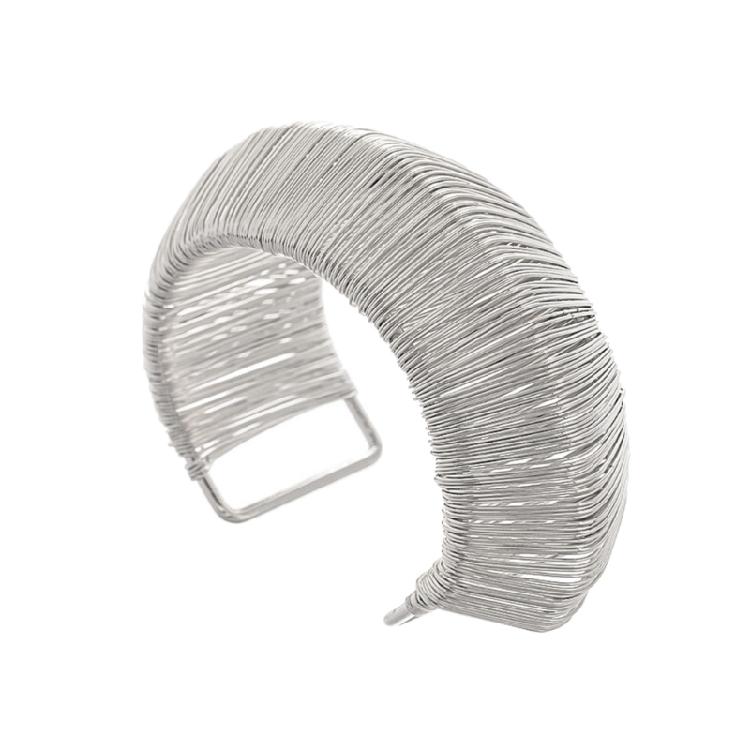 

Elegant Geometric Open Bangle Iron Bracelet Hand Woven Jewelry Accessories For Women Casual Or Formal Occasions серебряный