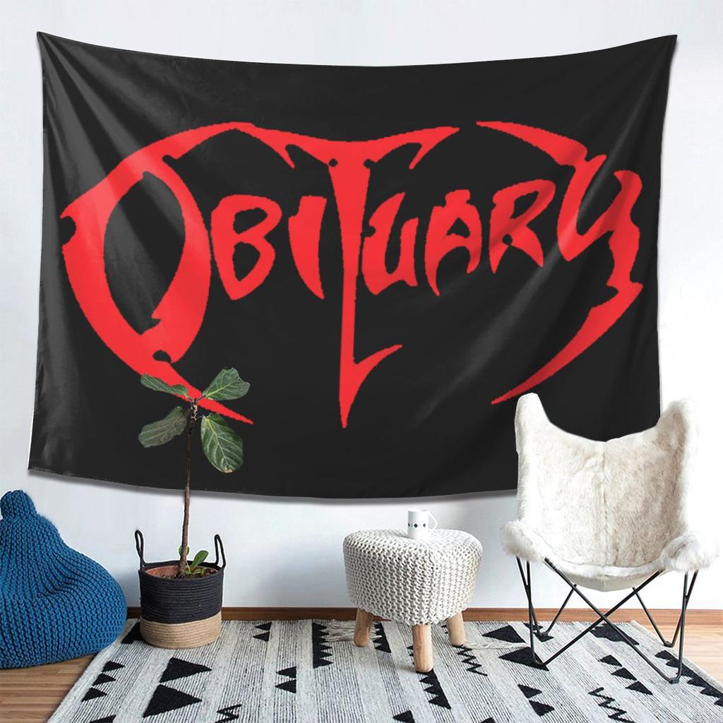 Adult Obituary Band Logo Death Metal Trucker Tapestry Wall Hanging Aesthetic Home Decoration Tapestries for Living Room Bedroom
