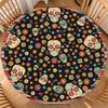 Halloween Round Table Cover Waterproof Oilproof Stretch Fitted Tablecloth Pumpkin Ghost Print Wipeable Table Protector Home Party Holiday Dining Decor