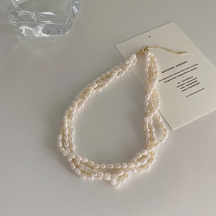 Collier Élégant de Perles d'Eau Douce Grain de Riz Français - Féminin, Tendance, Bijou de Clavicule Féérique pour Femmes