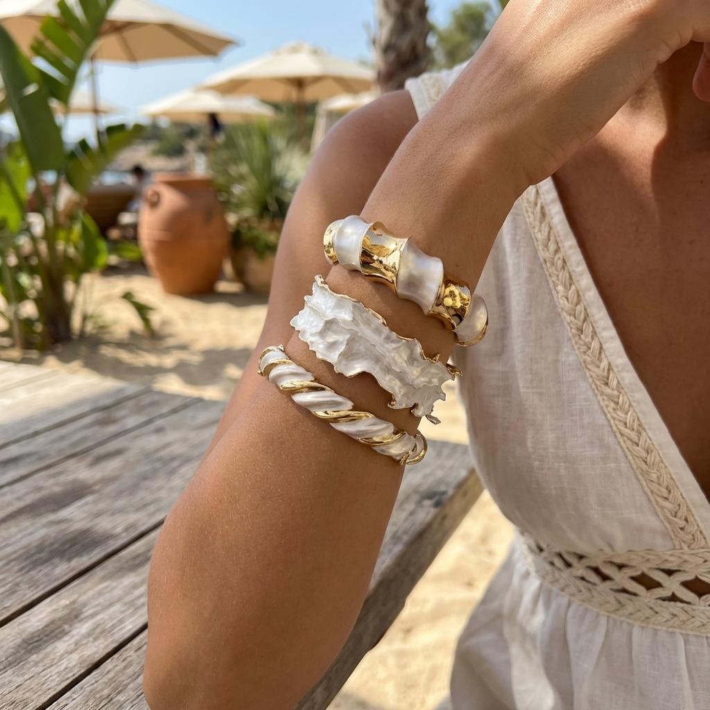 Vintage Punk Irregular Geometry Twisted Open Bangle for Women Hip Hop White Enamel Wide Chunky Bangle Charms Party Jewelry