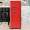 92L Retro Refrigerator LED Light Large Capacity Silver Color Handle Adjustable Temperature Sealed Adhesive Tape Red Dual Zone Refrigerator Kitchen