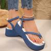 Clogs with Heel  Sandals Clear Shoes Suit Female Beige Thick New Blue  Summer Low Comfort Girls Buckle Strap PU Sweet Fabric